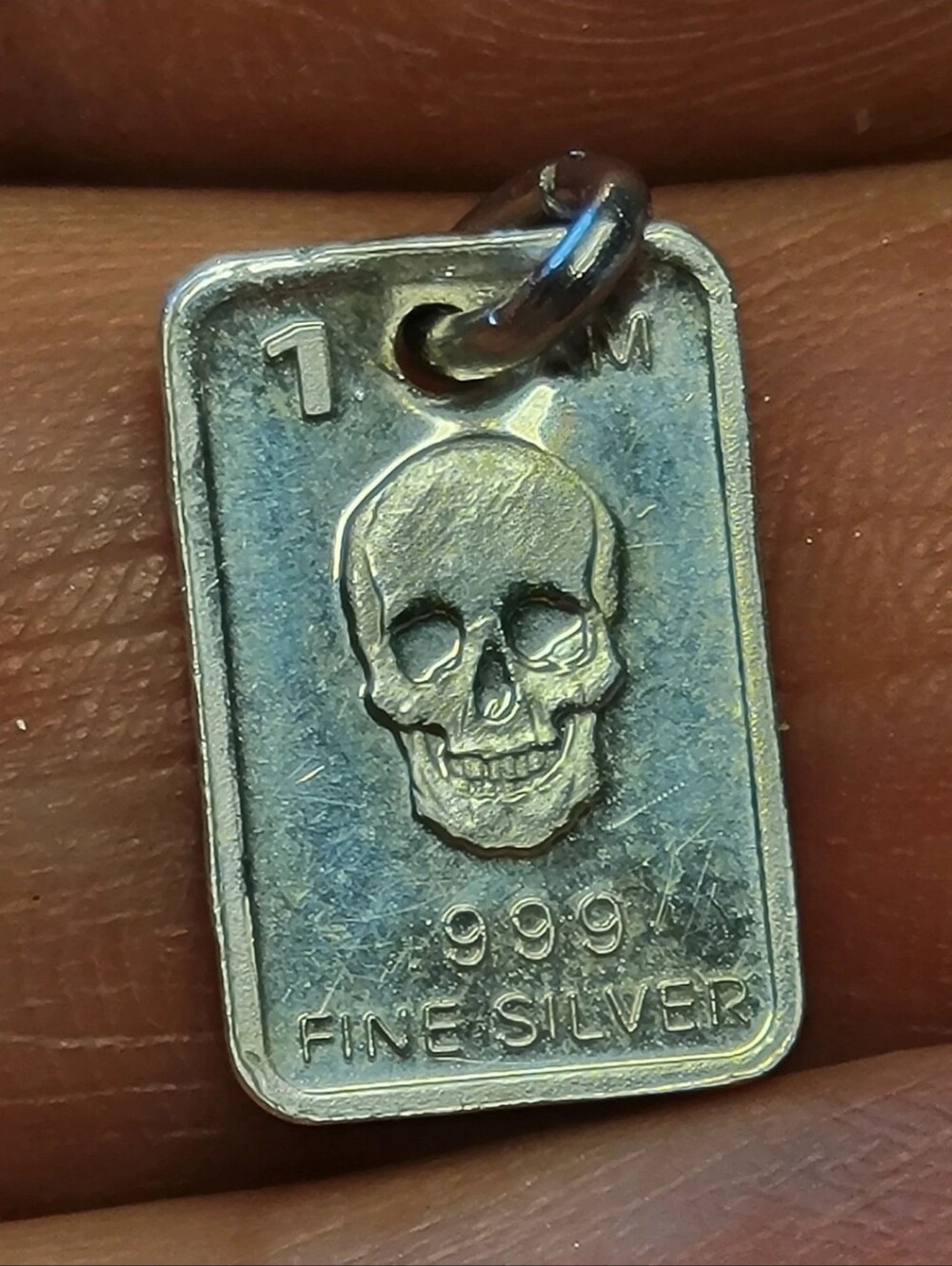 .999 Fine Silver Skull Pendant / Charm